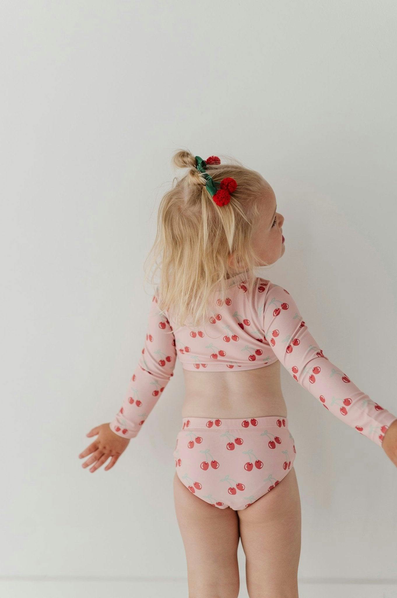 Girls Crop Two-Piece Swimsuit in Cherries