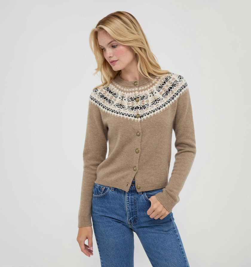 The Sonnet Cardigan - Thistle Fair Isle Taupe Marl