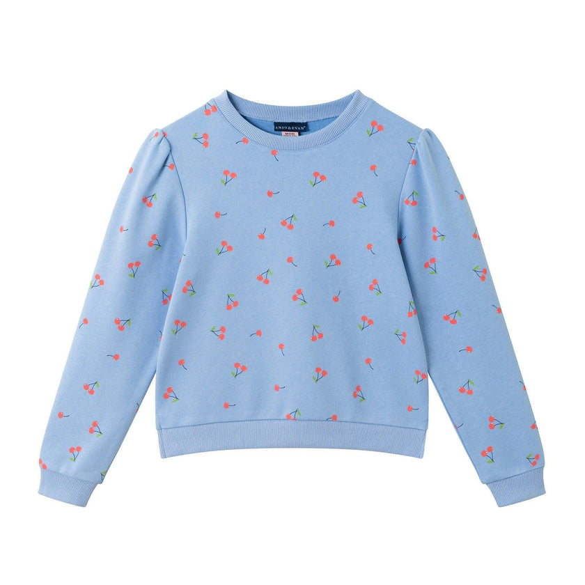 Tween Girls Crewneck Sweatshirt & Short Set | Cherry Print