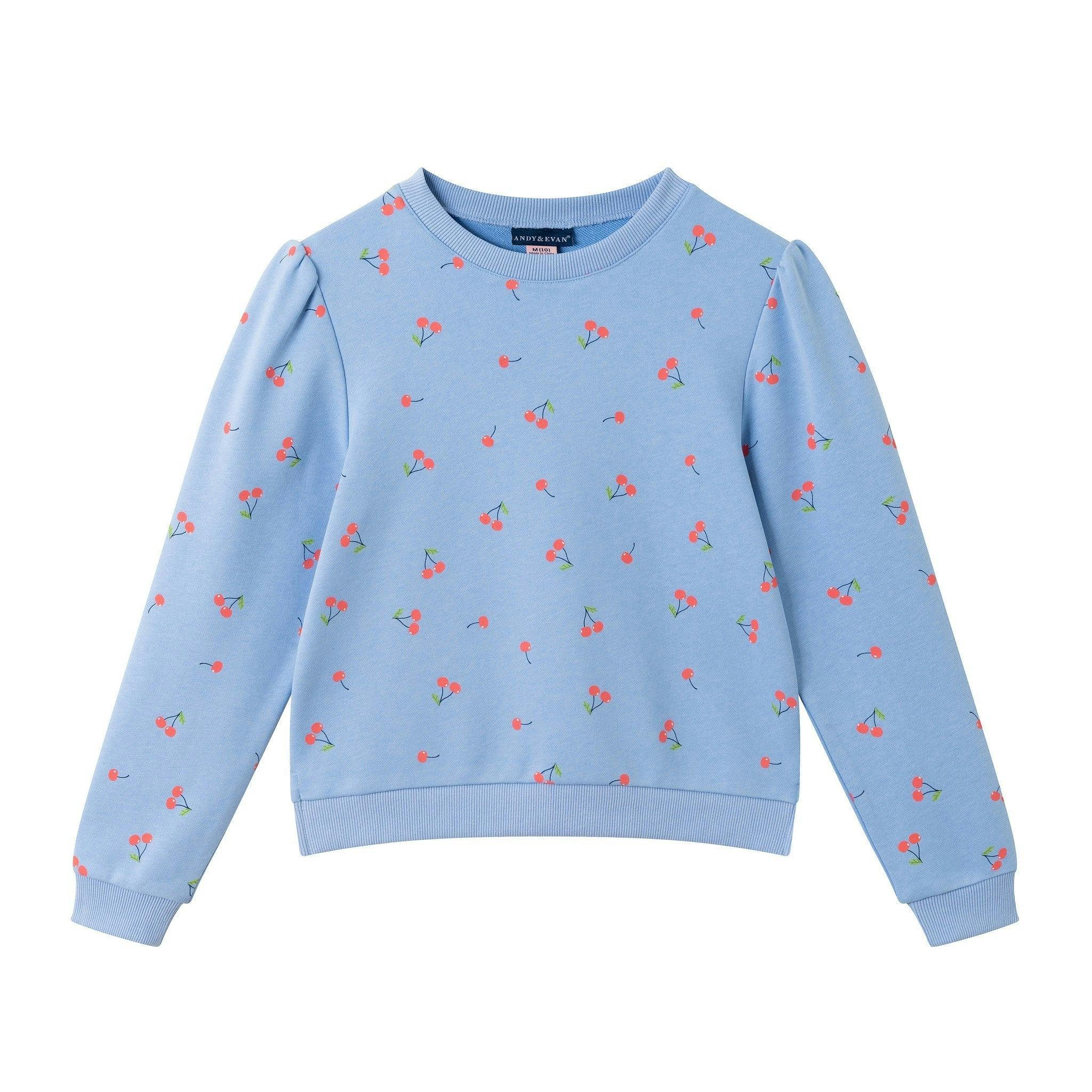Tween Girls Crewneck Sweatshirt & Short Set | Cherry Print