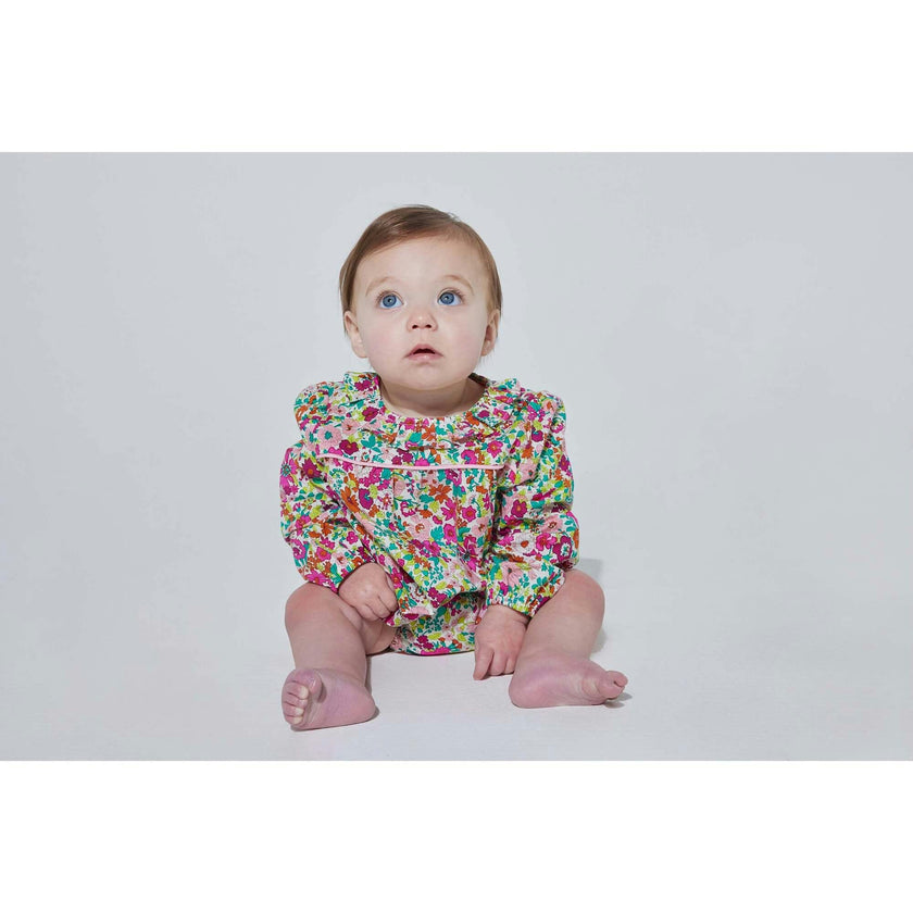 Caroline Ruffle Collar 3-Quarter Sleeve Bubble