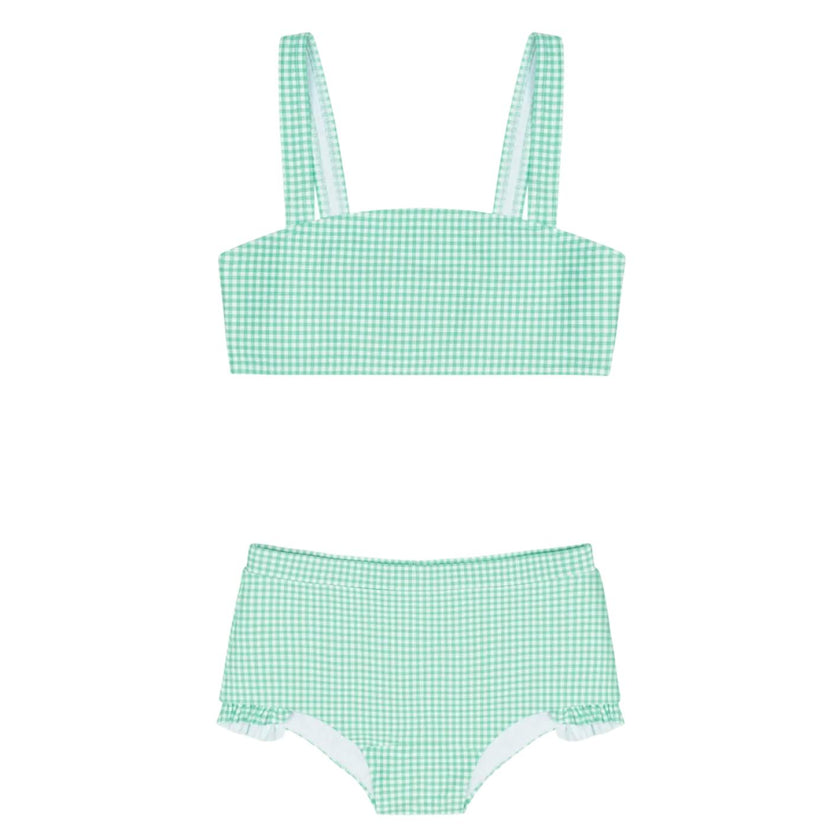 girls gustavia gingham bandeau bikini and swim shorts