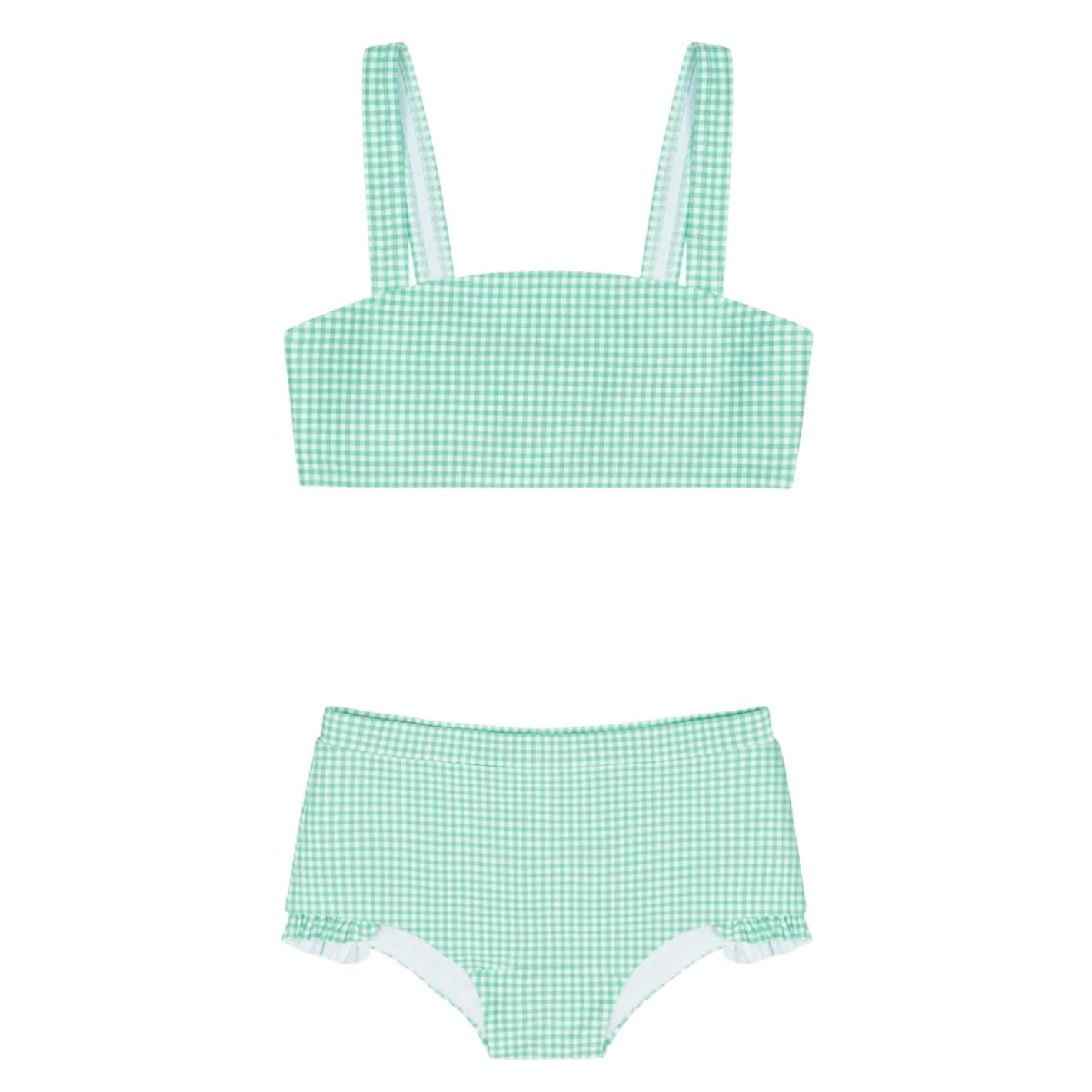 girls gustavia gingham bandeau bikini and swim shorts