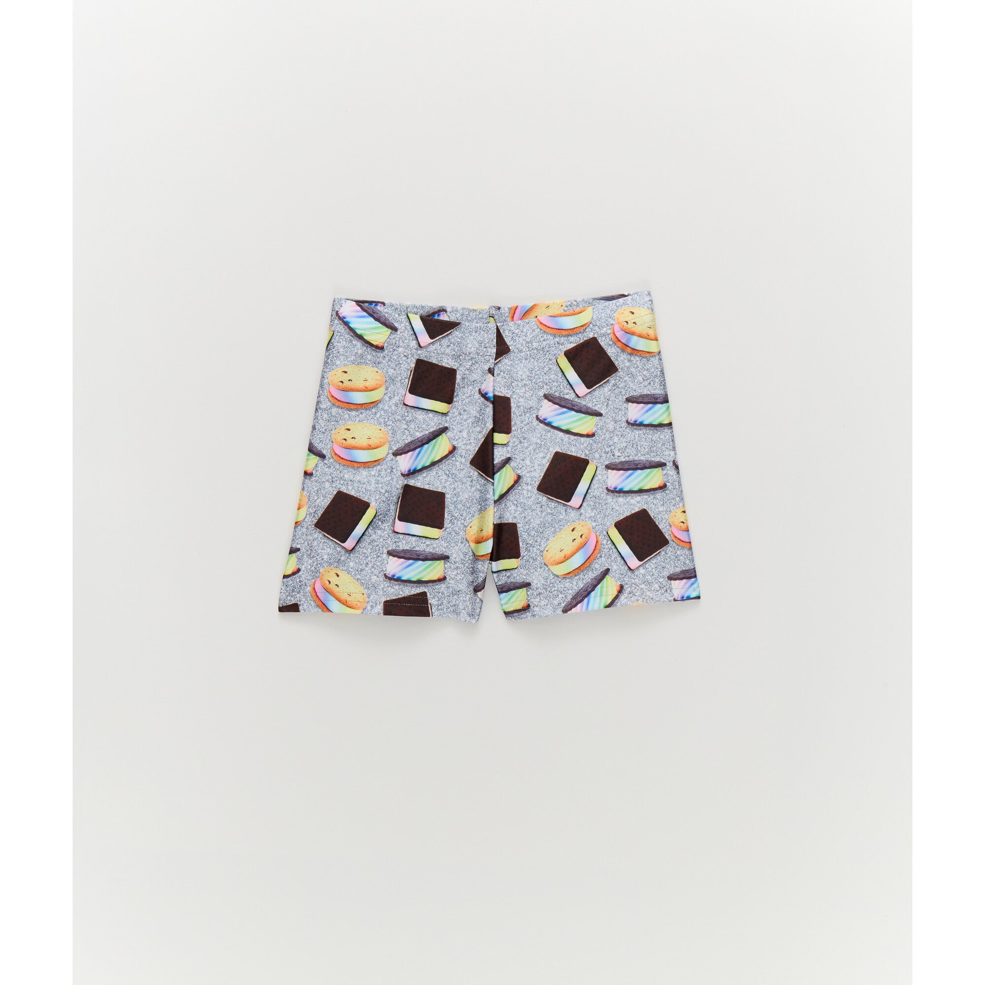Girls Hi-Shine Booty Shorts in Rainbow Ice Cream Saucers, Silver