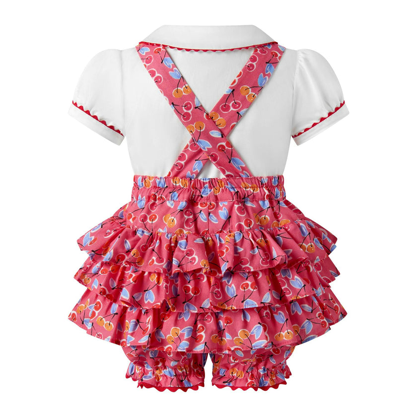 Cherry Dungaree and Blouse Set