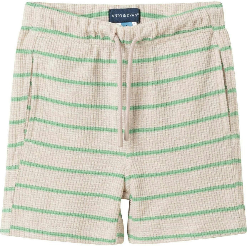Boys Striped Waffle Polo Set | Oatmeal Dino