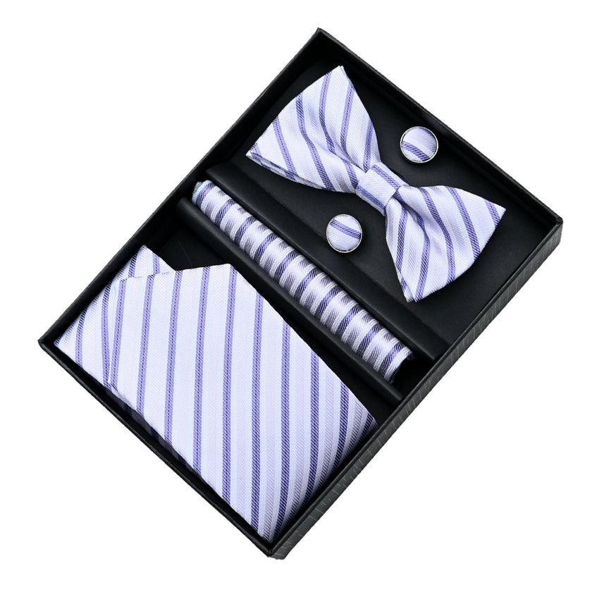 Purple Striped Bowtie Set