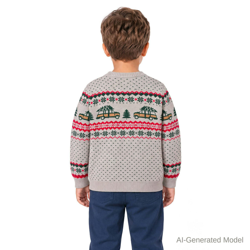 Boys Fair Isle Sweater | Christmas Tree Cars