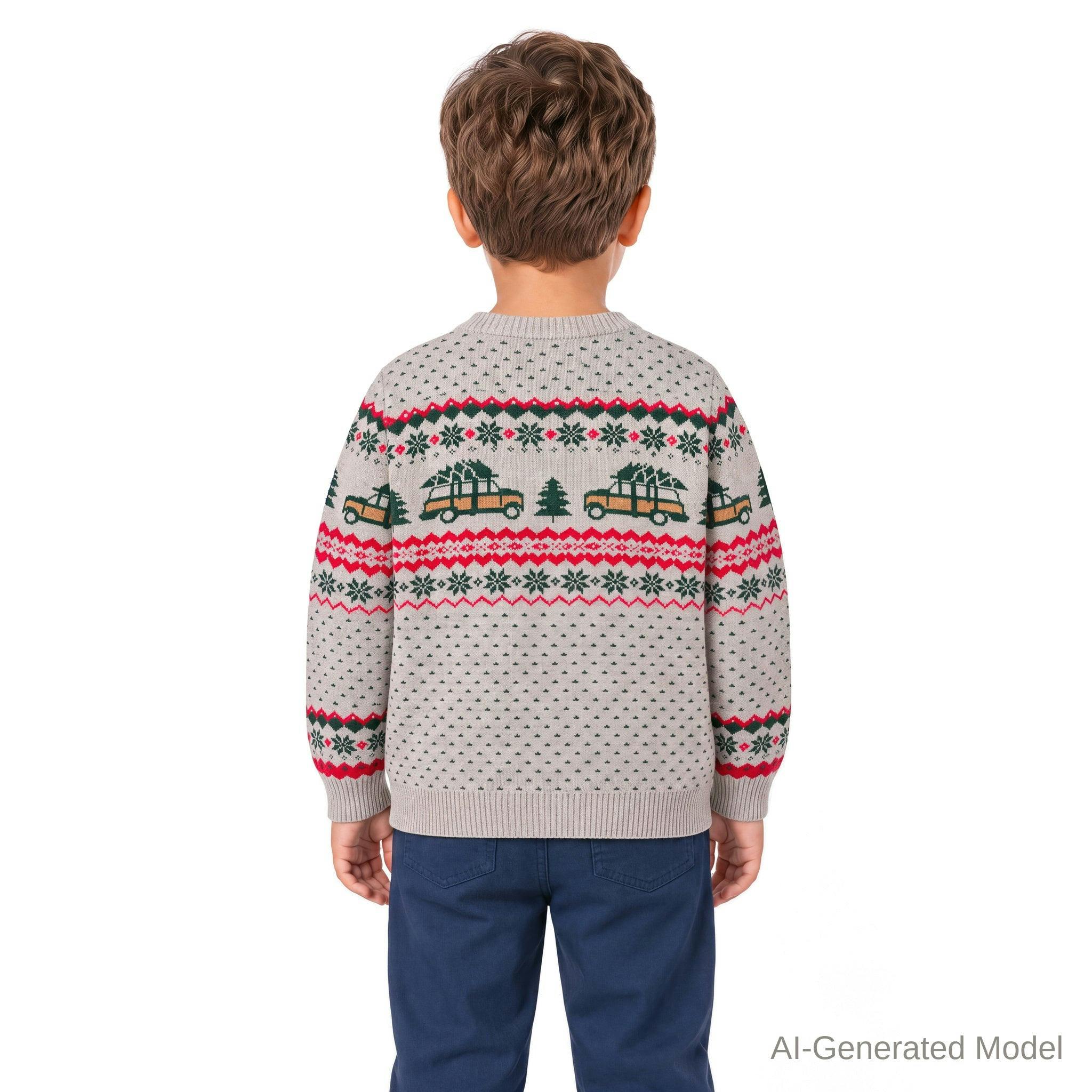 Boys Fair Isle Sweater | Christmas Tree Cars