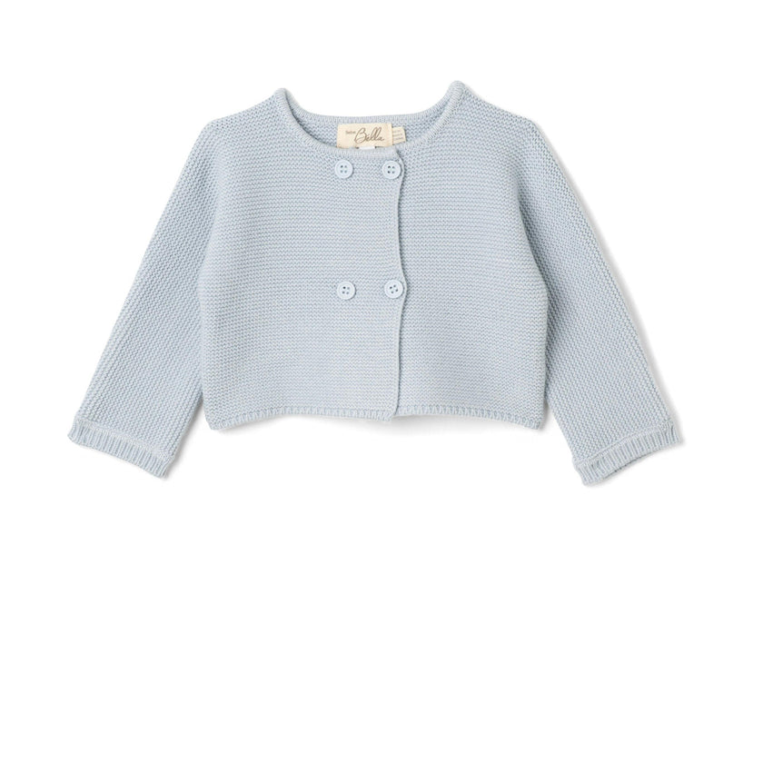 Double Breasted Knit Cardigan Blue