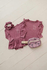 Girl's Bodysuit Dress Set Winter Floral