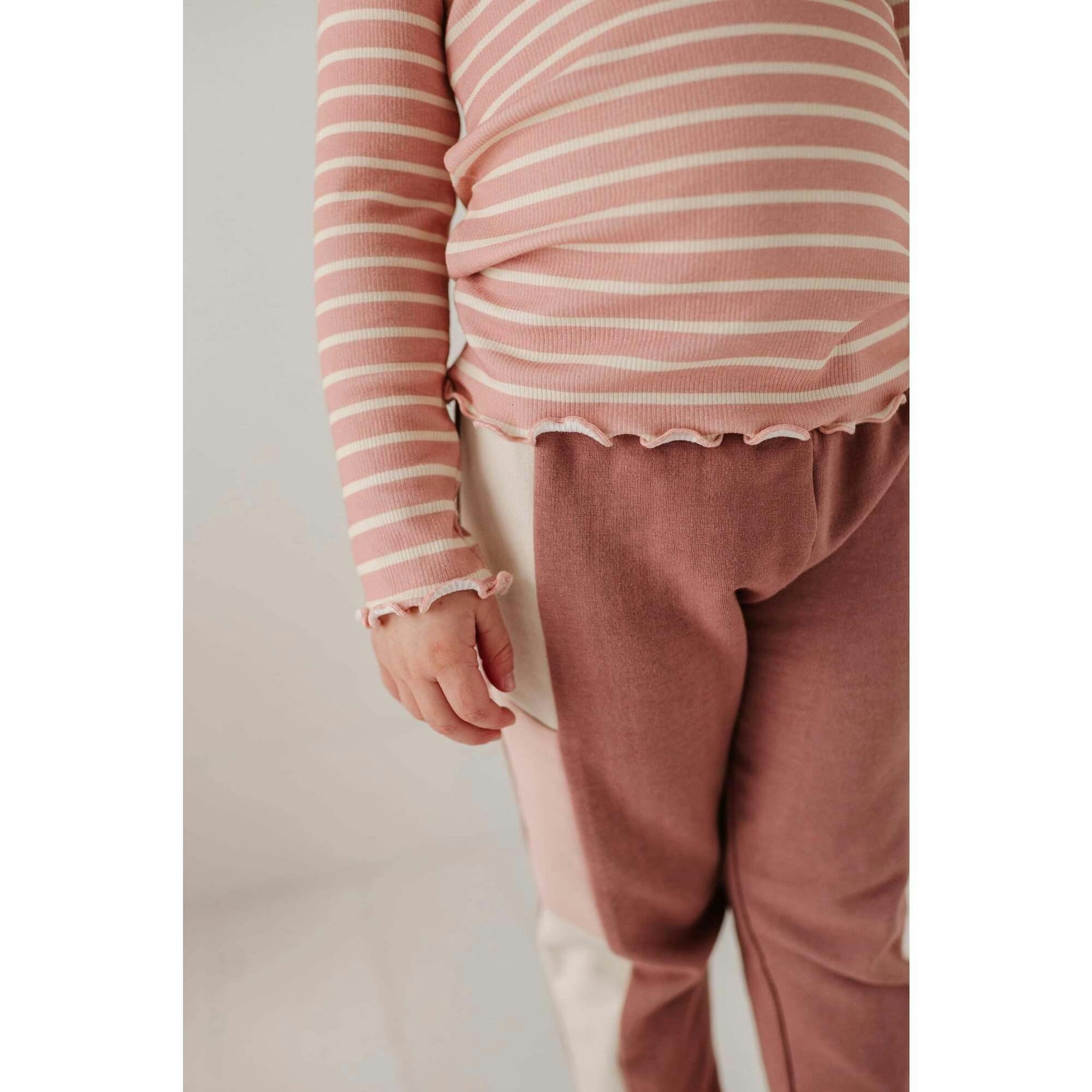 Lettuce Hem Tee Misty Rose Stripe