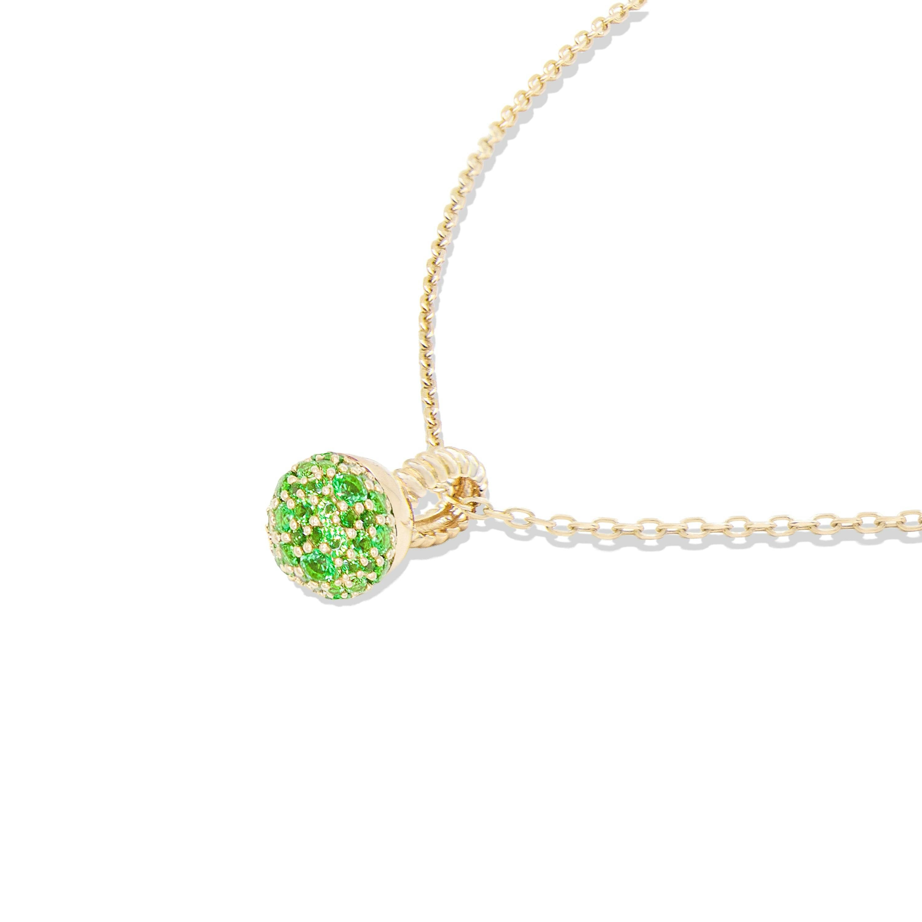 Revel Small Bobble Charm Necklace - Tsavorite