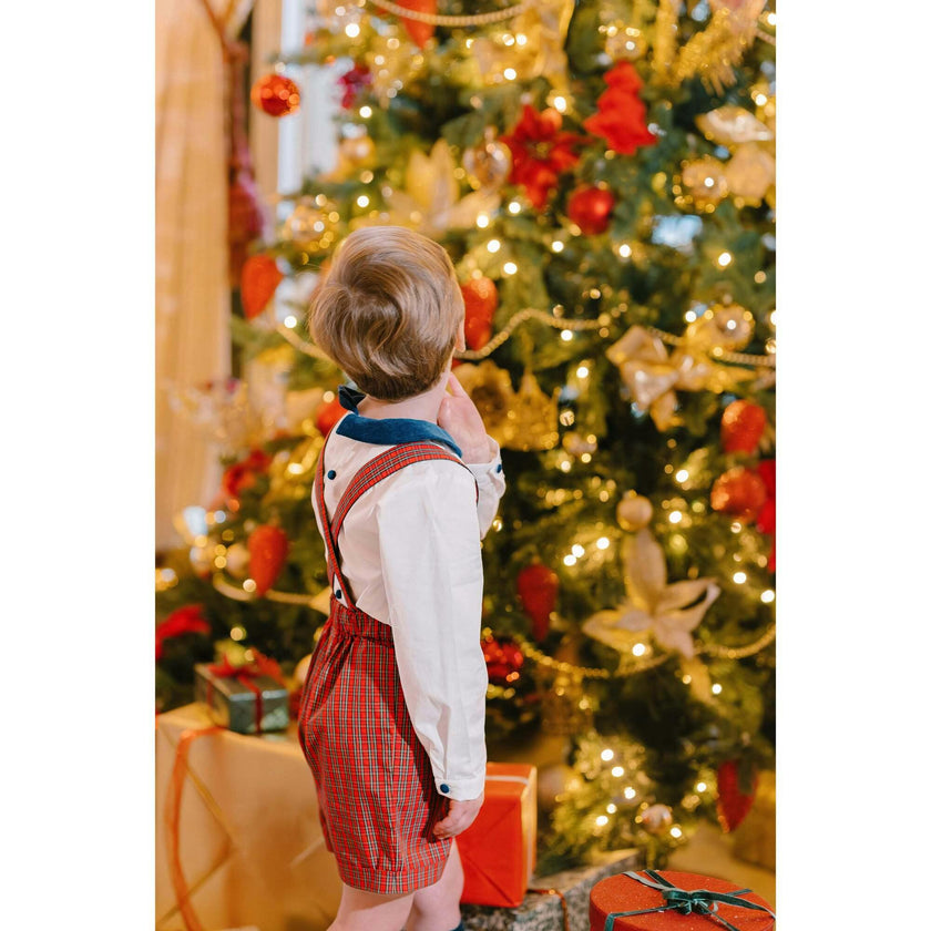 George Navy Tartan Boy Dungaree & Shirt