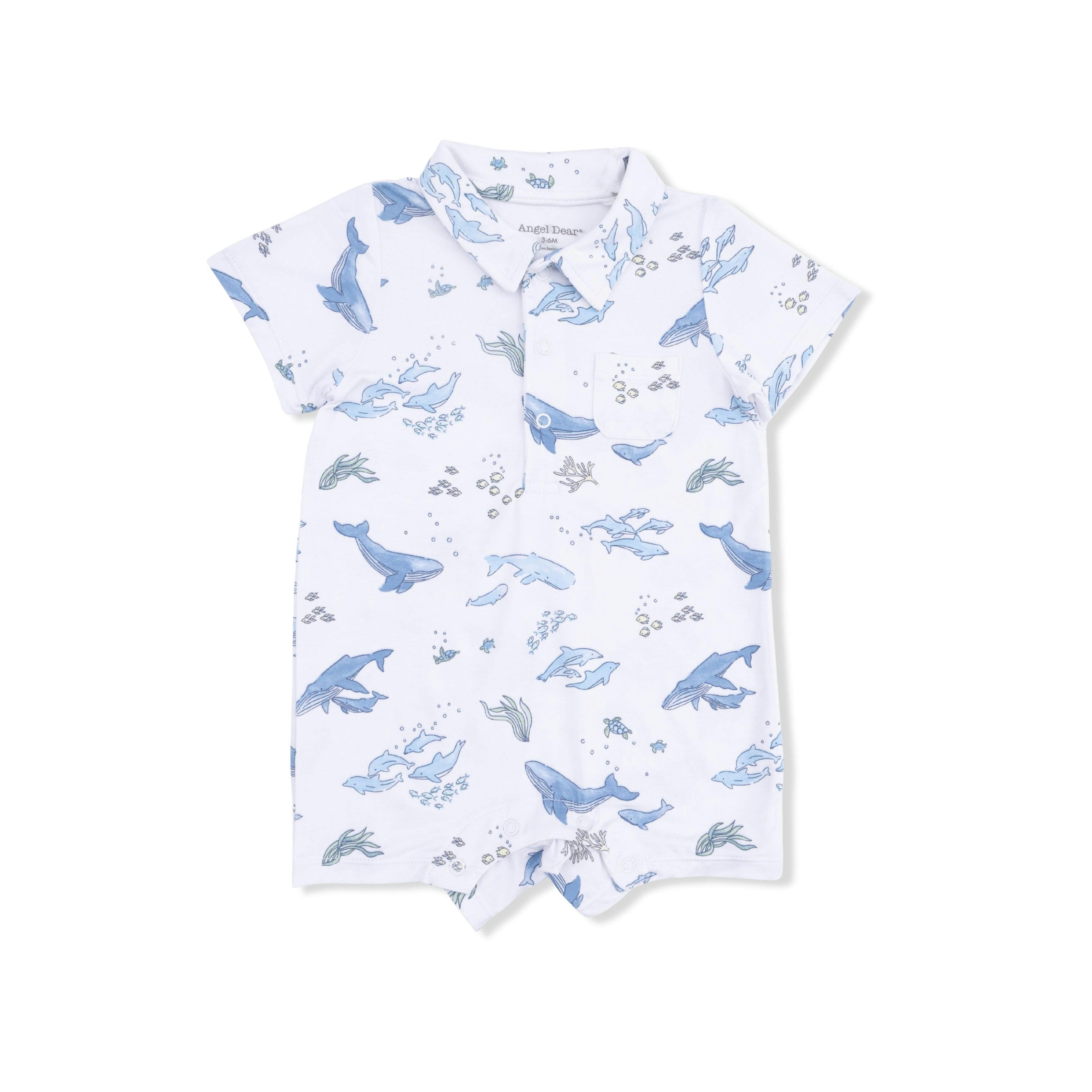 Watercolor Blue Whales - Polo Shortie