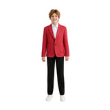Red Adrian Patterned Blazer Suit Set