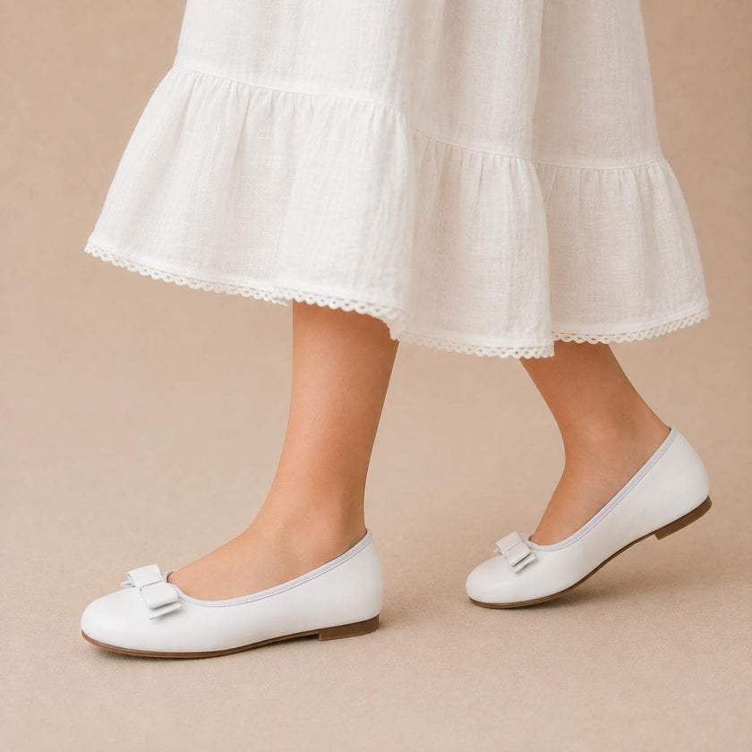 Camille Ballet Flat | White Leather