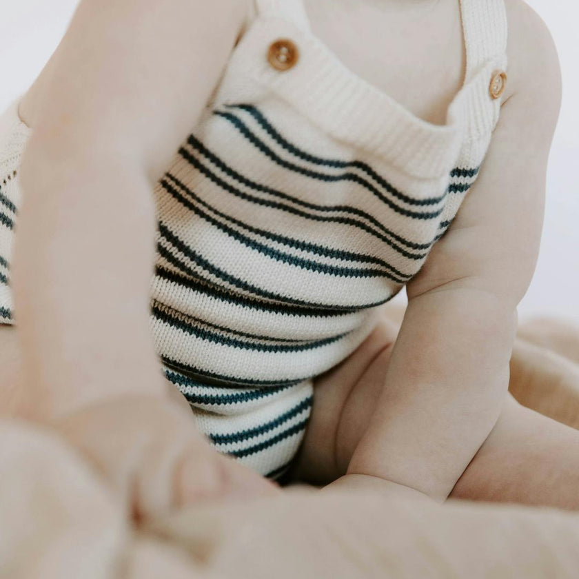 Organic Cotton Stripe Knit Bubble Romper