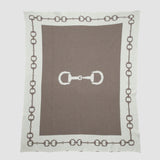 Cotton Sustainable Knit Throw Blanket - Equestrian Snaffle Bit Border