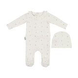 Floral Ruffle Footie and Beanie Set
