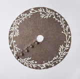 Handmade Branches and Stars Gray XL Christmas Tree Skirt Felt 72"