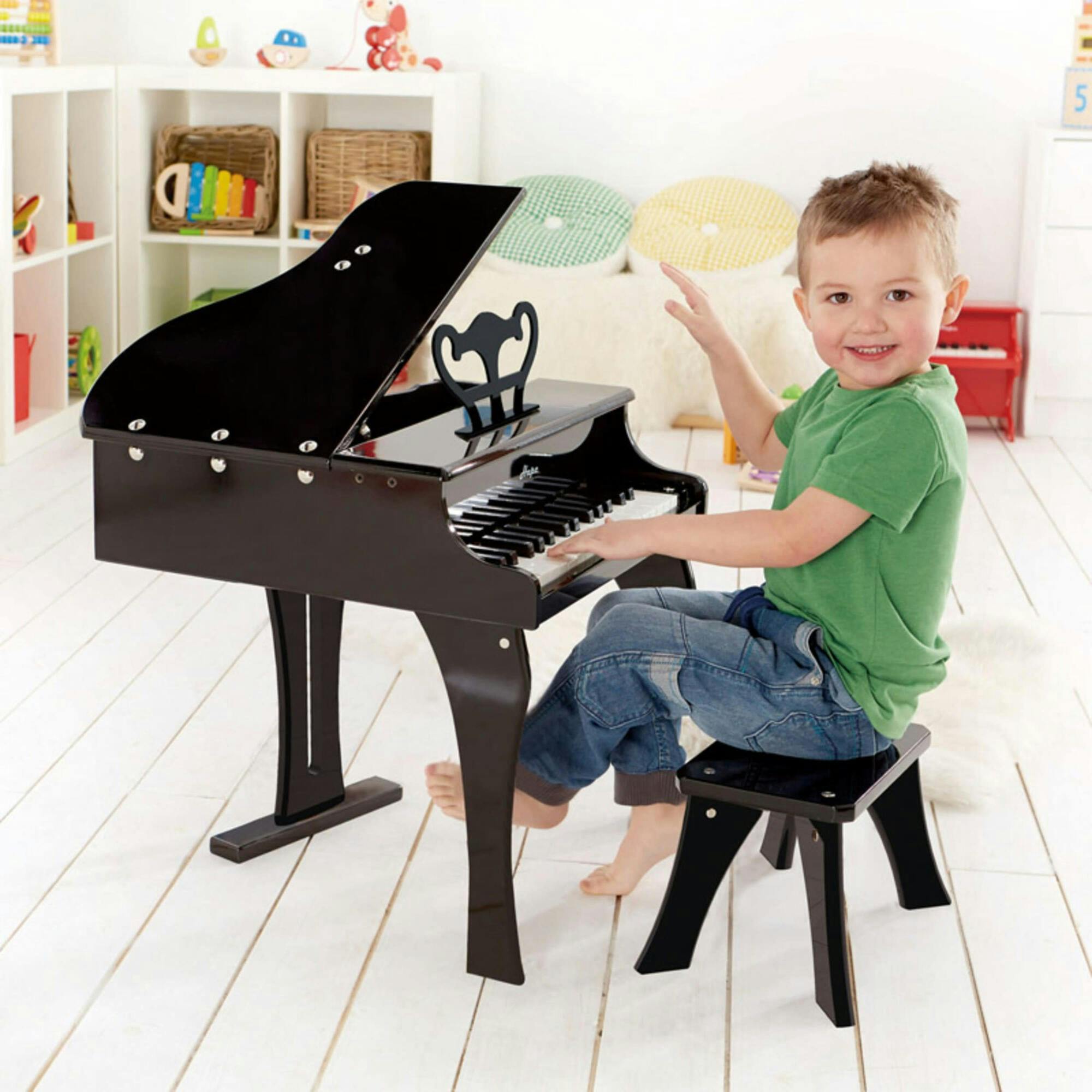 30 Key Grand Piano W/ Bench in Black