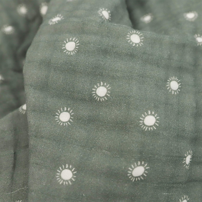 Organic Cotton Muslin Quilted Throw - Sage Suns
