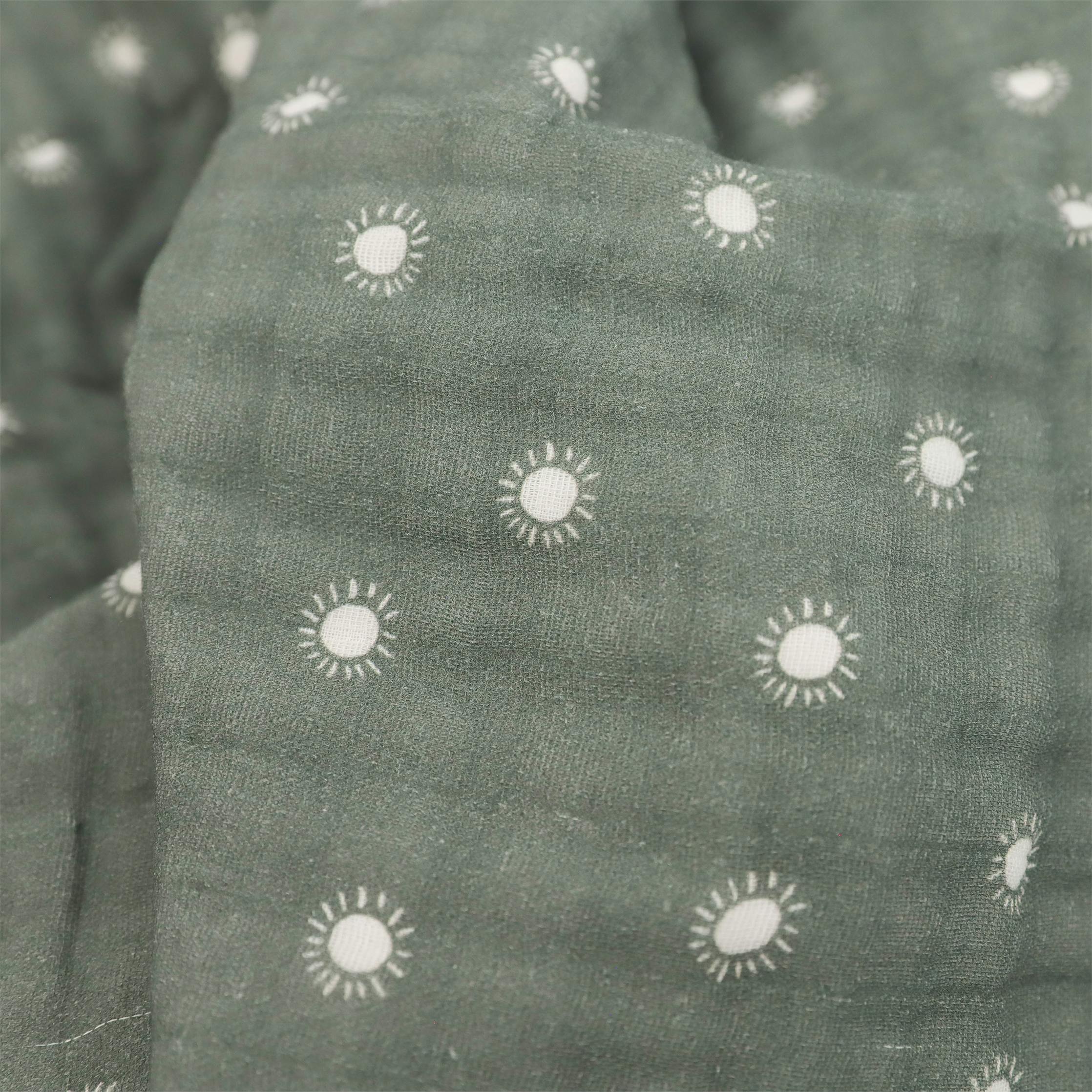 Organic Cotton Muslin Quilted Throw - Sage Suns