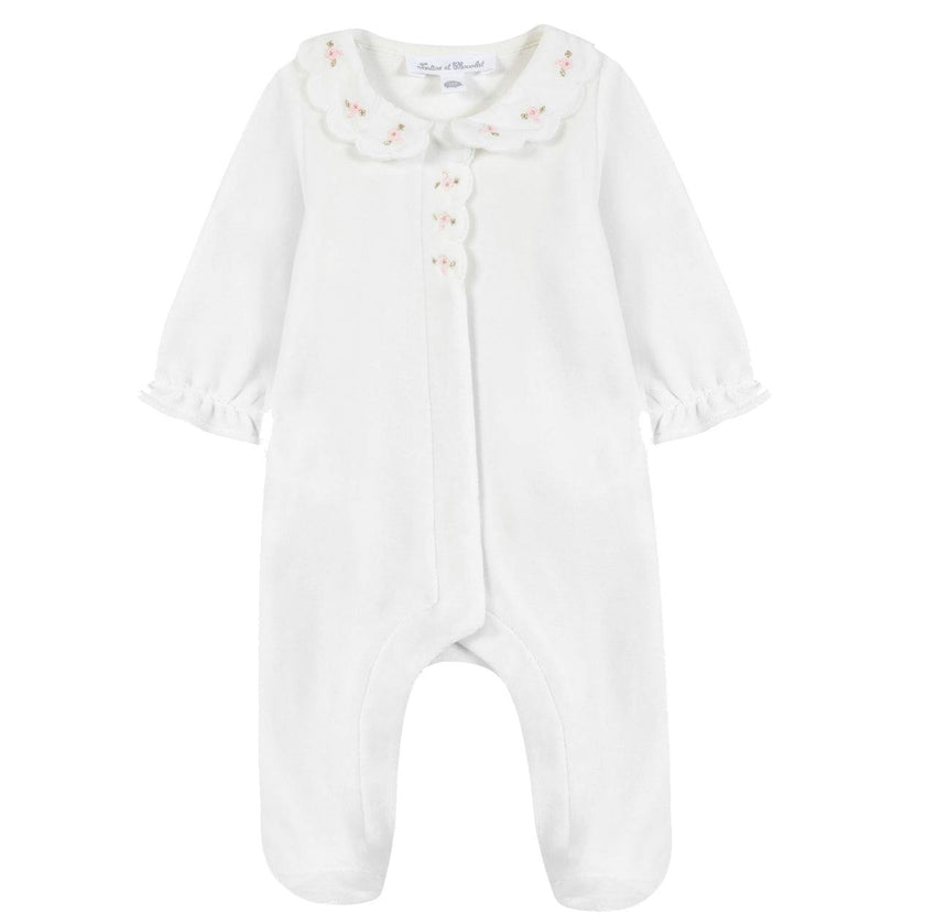 TARTINE ET CHOCOLAT Embroidered Footed Pajamas - Nacre