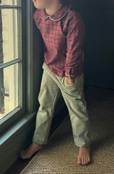 Boys Peter Pan Shirt in Holiday Plaid