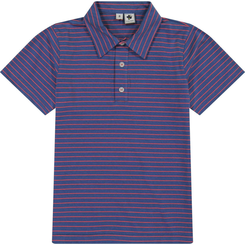Boys Short Sleeve Polo Navy Mini, Stripes