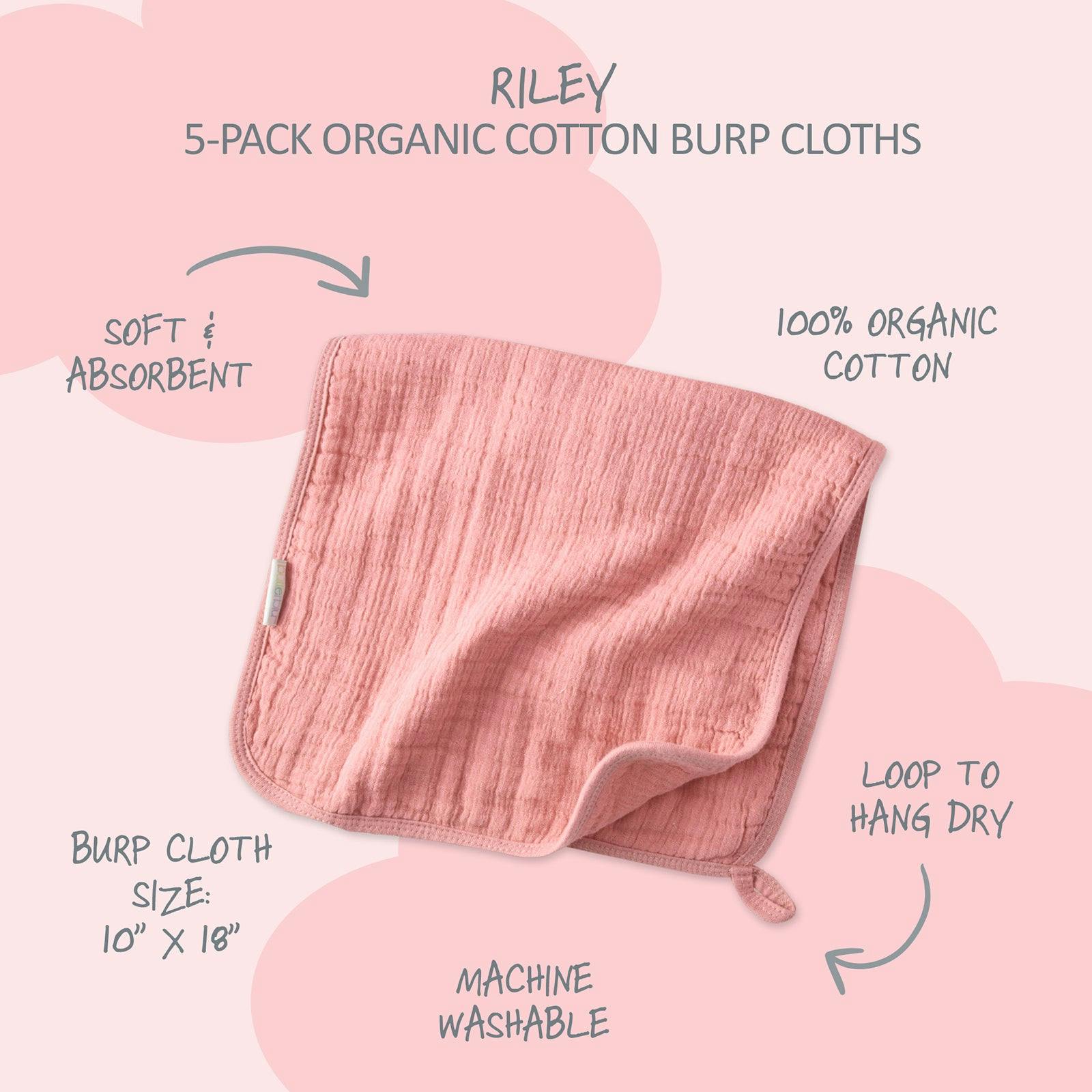 RILEY 5-Pack Crinkle Muslin Burp Cloths
