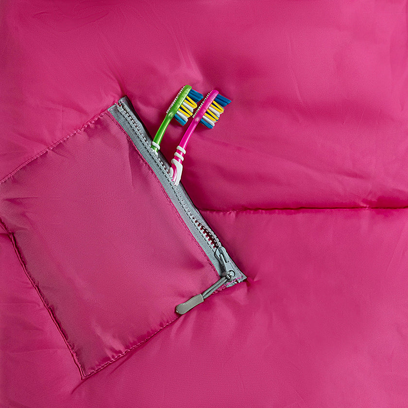 Sleep-n-pack: Packable Sleeping Bag, Big Kid 7-12+ yrs - Hibiscus Pink/Coconut Sherpa