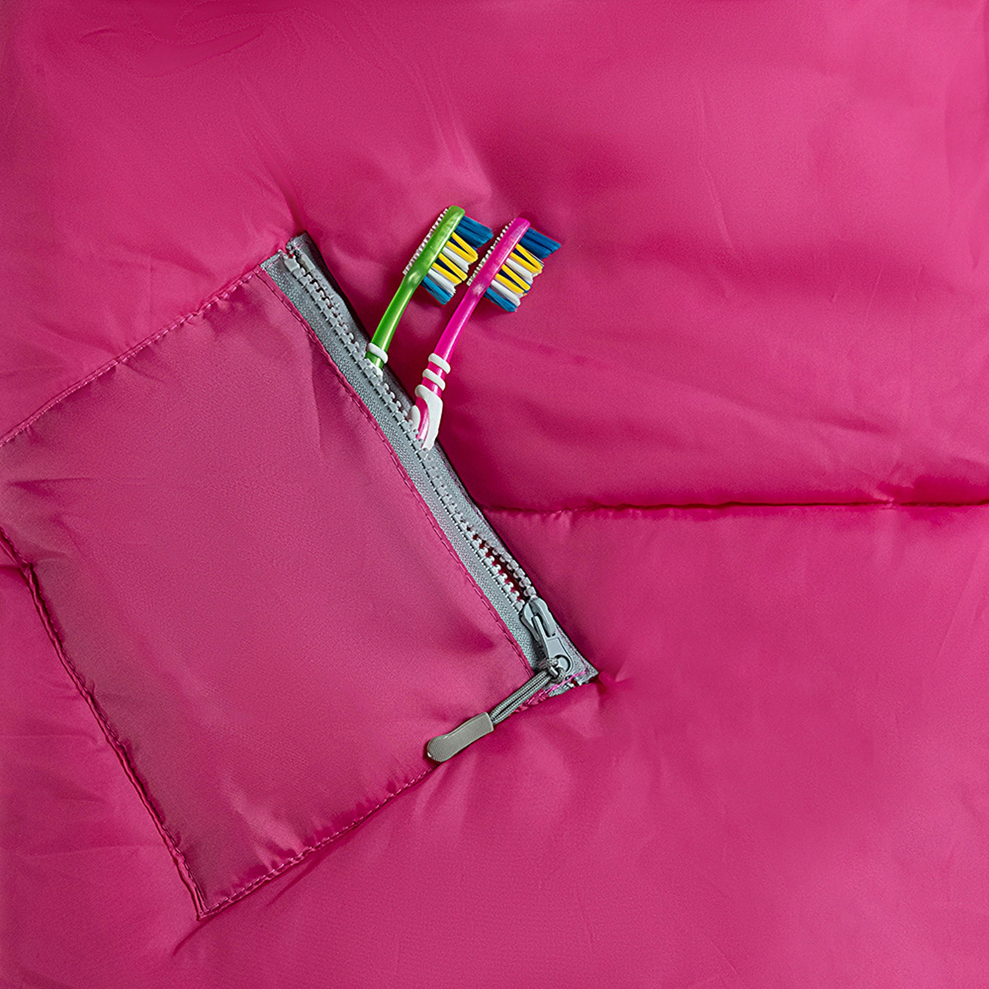 Sleep-n-pack: Packable Sleeping Bag, Big Kid 7-12+ yrs - Hibiscus Pink/Coconut Sherpa