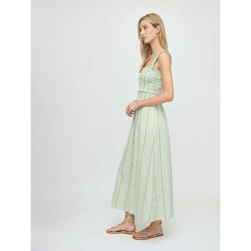 The Azalea Maxi Nap Dress - Green Jacquard Stripe