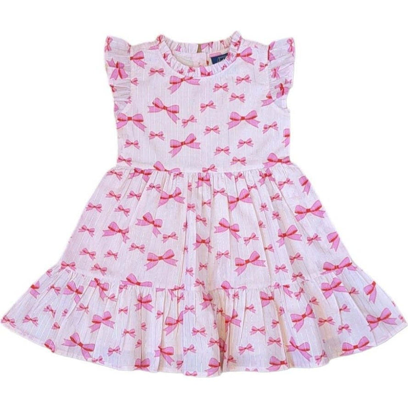 Pink Bows Ruffle Dress in Lurex