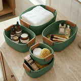 Beautiful Storage Basket Set of 5 - Modern Cotton Rope Baskets for Organizing Shelves - Perfect Bins for Nursery, Changing Table, Office and Living Room