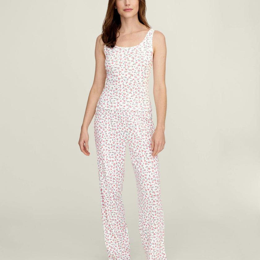 Women's Pointelle Pant in Pink Floral