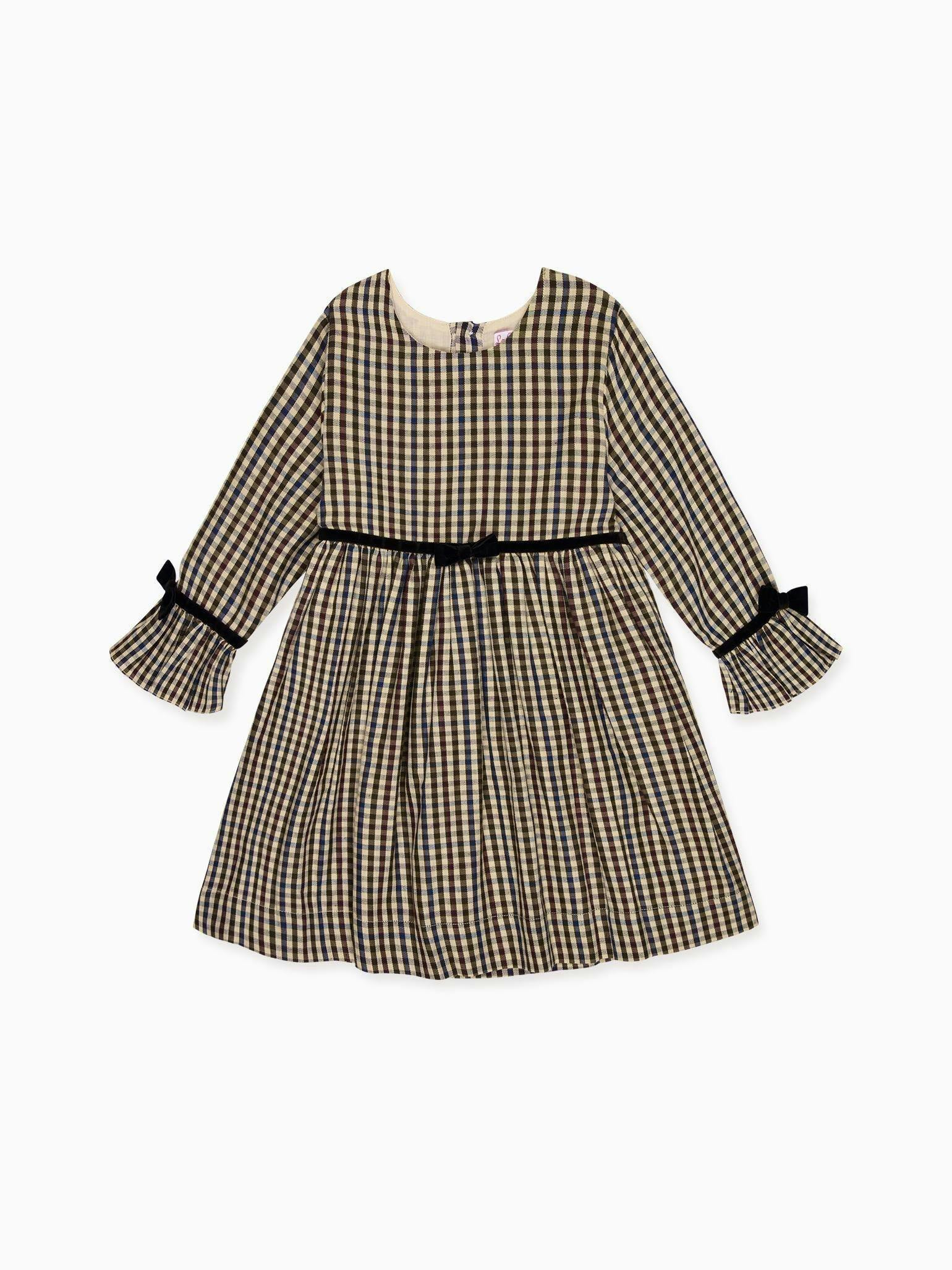 Burgundy Check Marta Girl Dress