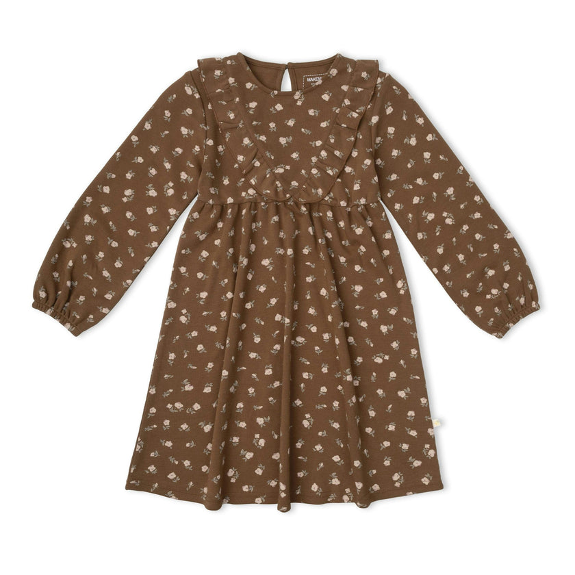Organic Long Sleeve Ruffle -V- Dress - Primrose