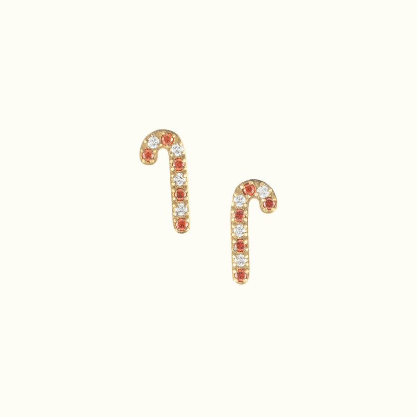 Crystal Candy Cane Stud Earrings