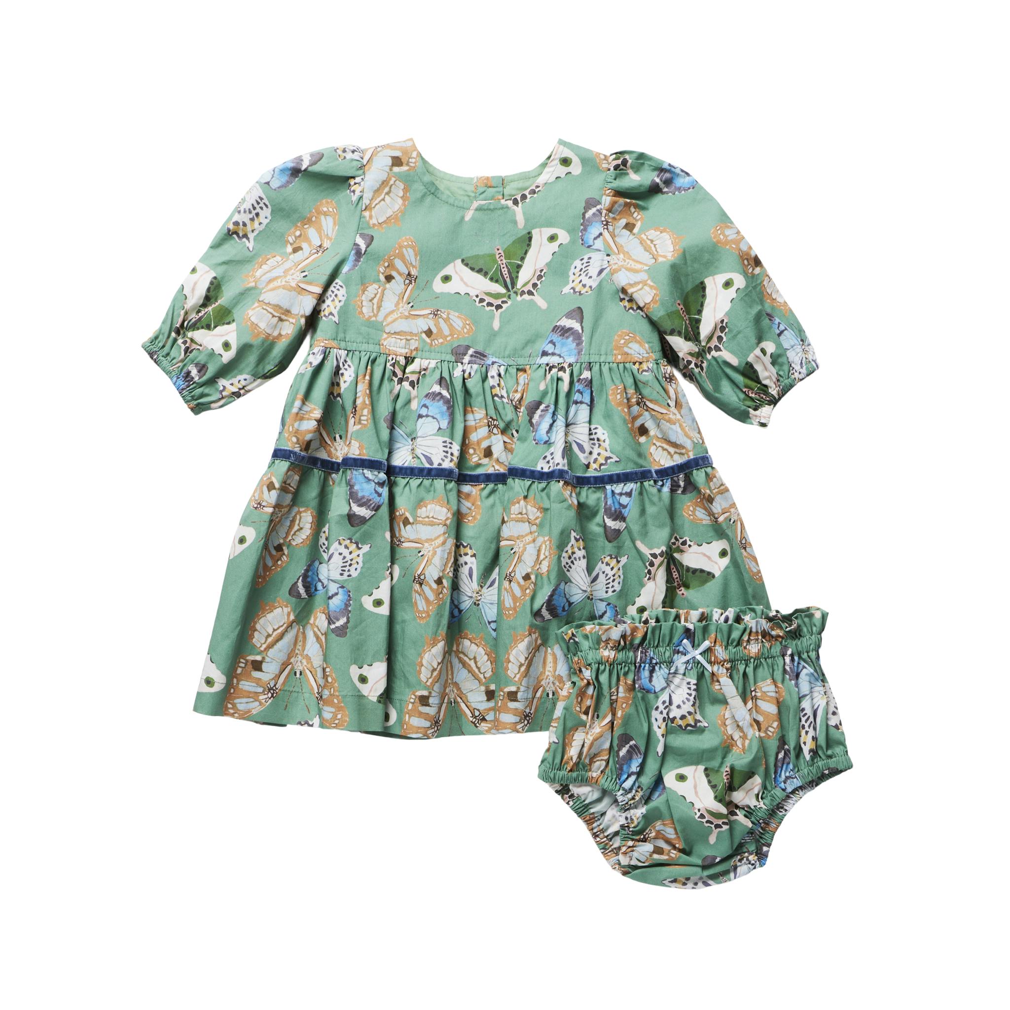 Baby Girls Maribelle Dress Set - Green Butterflies