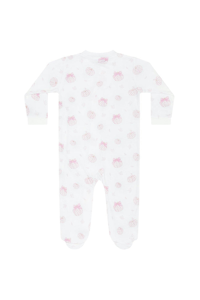 Pink Pumpkin Patch Zipper Footie