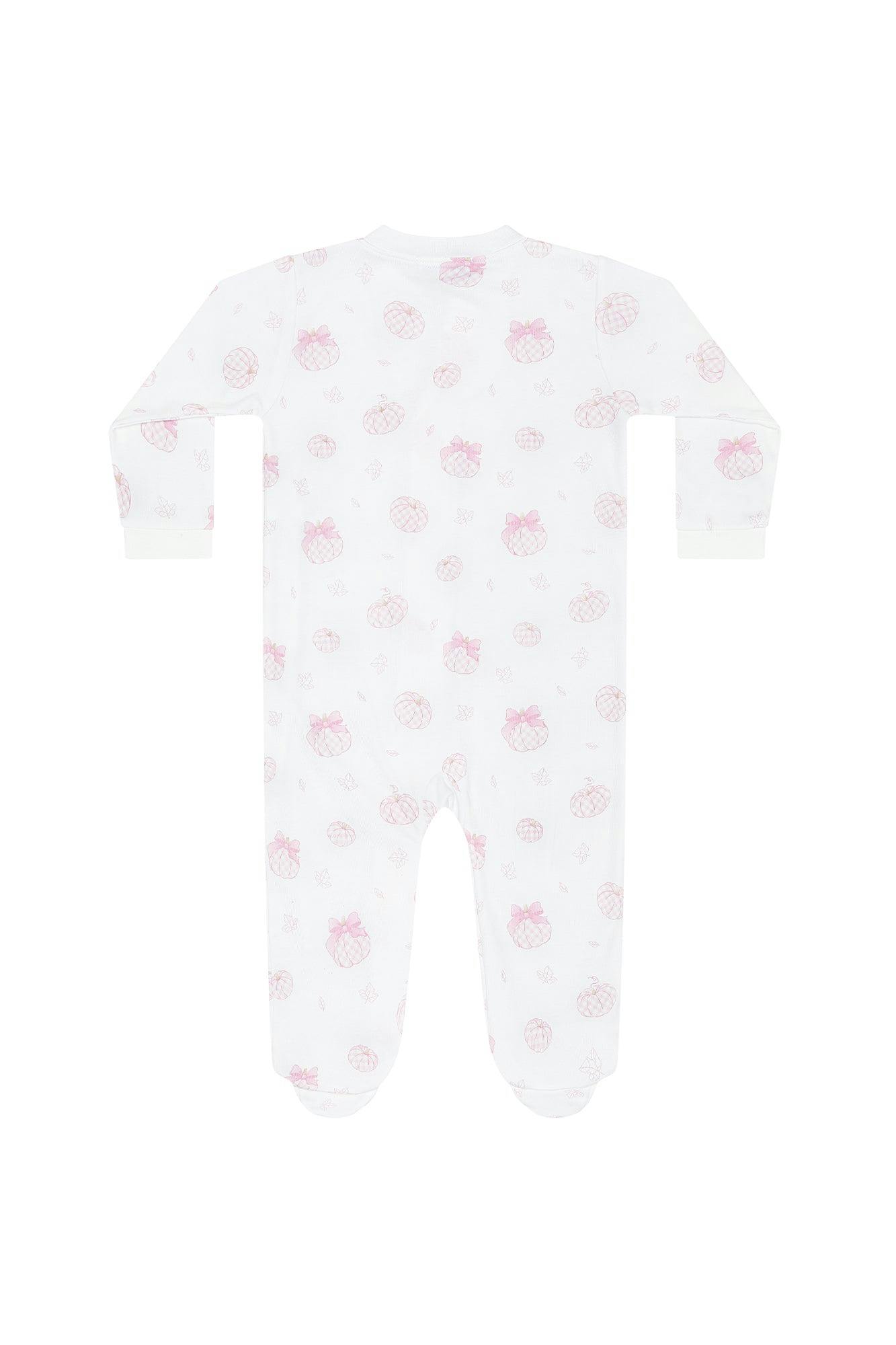 Pink Pumpkin Patch Zipper Footie