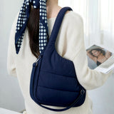 The Astra Puffy Tote with Removable Crossbody Strap in Navy