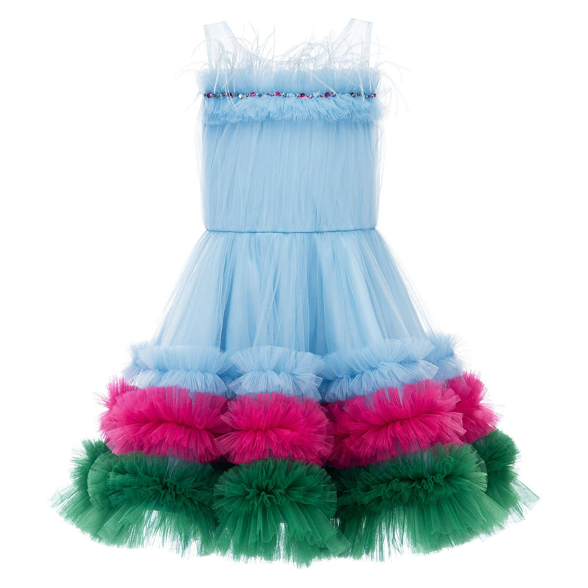 Blue Granada Ruffle Tulle Dress