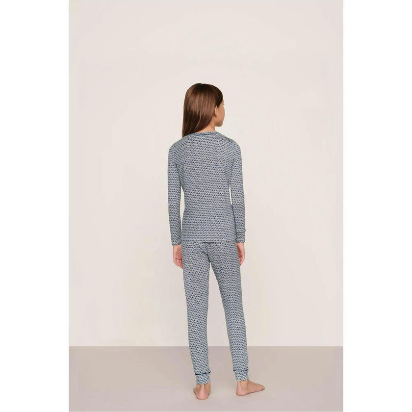 Kids Printed TENCEL™ Modal Unisex Long PJ Set, Blue