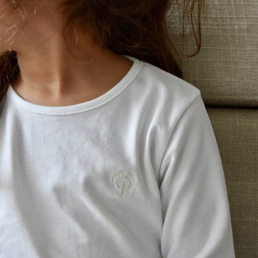 White Pajama Set in Pima Cotton