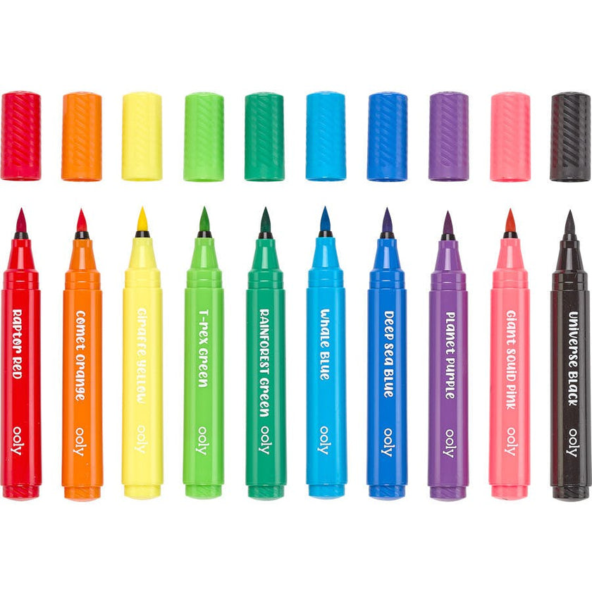 Big Bright Brush Markers - Easy Grip - Set of 10