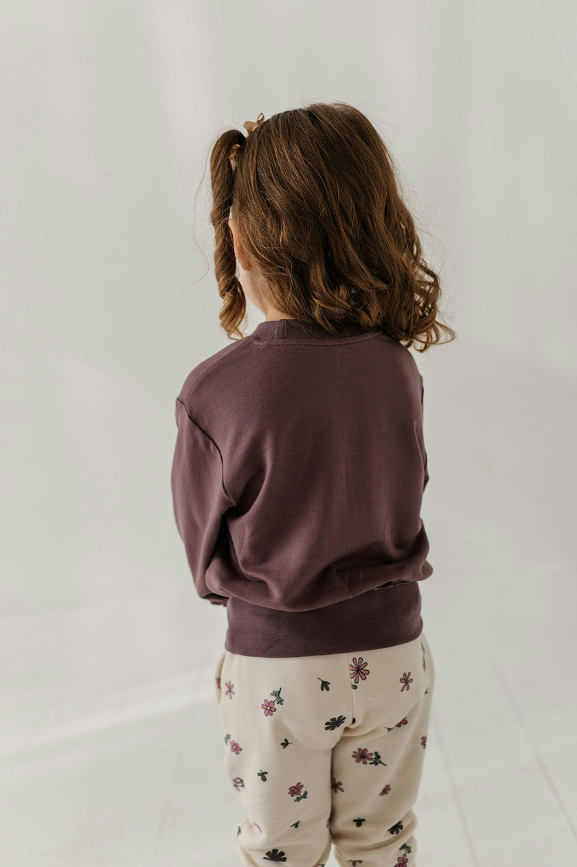 Girls Ruffle Hem Sweatshirt in Butterfly